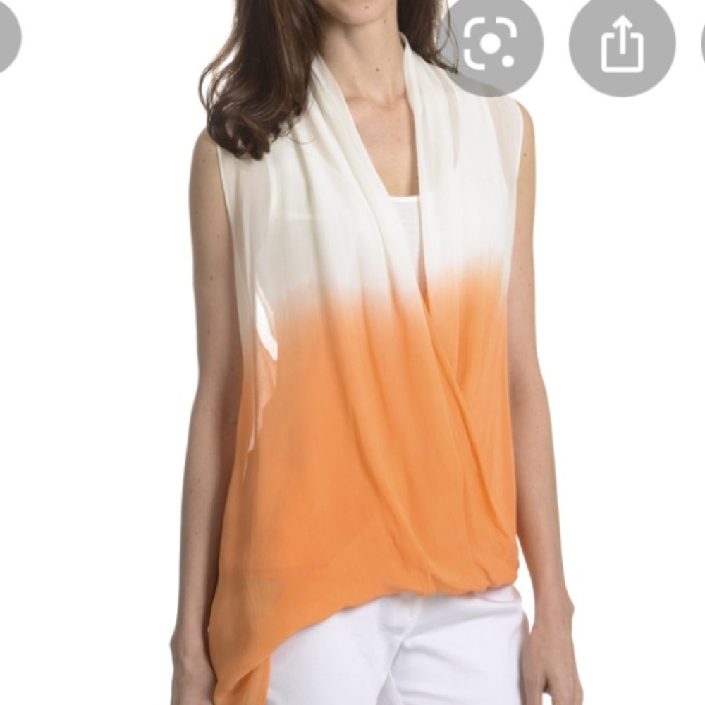 Joan Vass dip dye sheer overlay top